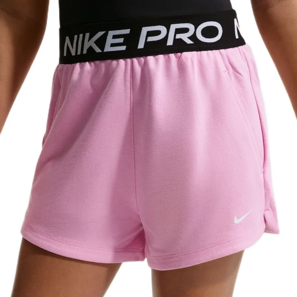 Детские шорты Nike Kids Pro Fleece Dri-Fit - pink rise/pink rise/black/white