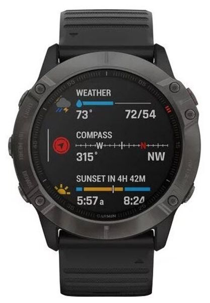 Часы Garmin Fenix 6X Sapphire DLC (с черным ремешком)