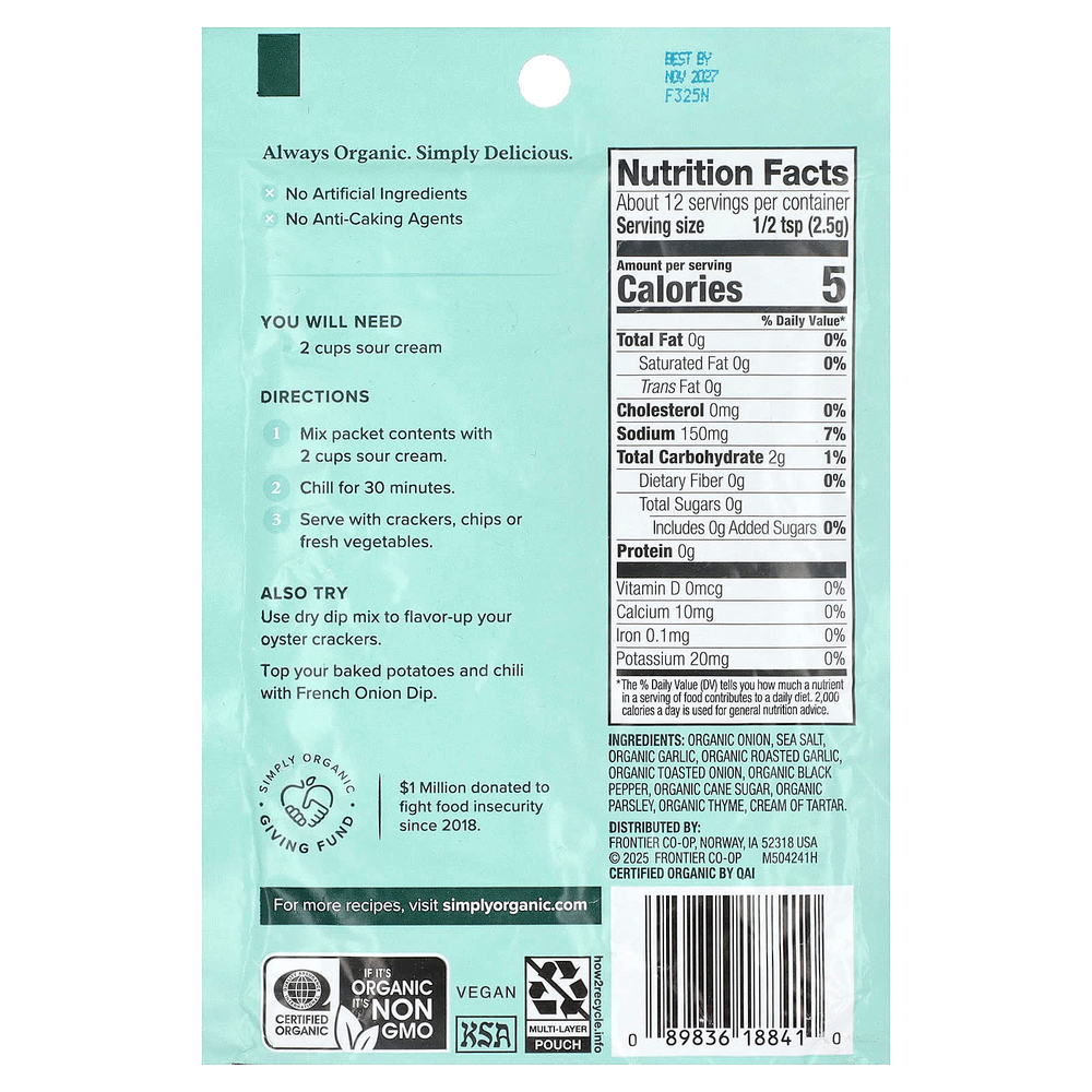 Simply Organic, французская смесь лукового соуса, 31 г (1,1 унции)