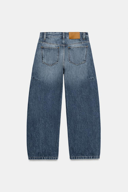 ZARA ДЖИНСЫ BALLOON ANKLE-LENGTH СО СРЕДНЕЙ ПОСАДКОЙ И ЦВЕТОЧНЫМ ПРИНТОМ — ZW COLLECTION, СИНИЙ