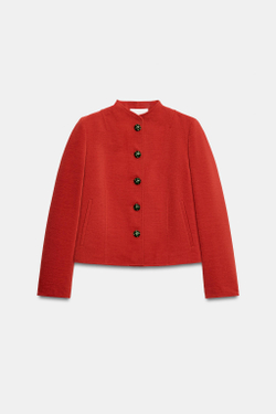 ZARA КУРТКА ПРЯМОГО КРОЯ С ПОДПЛЕЧНИКАМИ, ОРАНЖЕВЫЙ