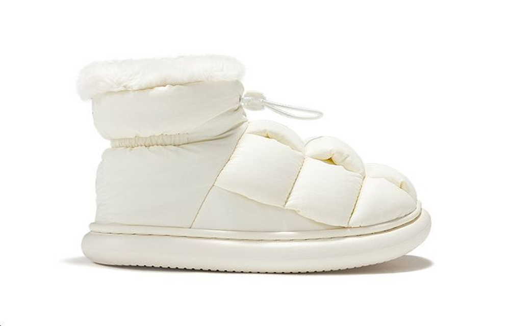 FEIYUE Tofu Insulated Shoes Waterproof Mid-top Casual Shoes Women"s Beige