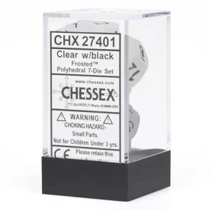 Chessex 7-dice set Frosted Clear/Black