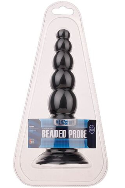 Чёрная анальная пробка-ёлочка MENZSTUFF BEADED PROBE - 16,5 см. (Цвет: черный)