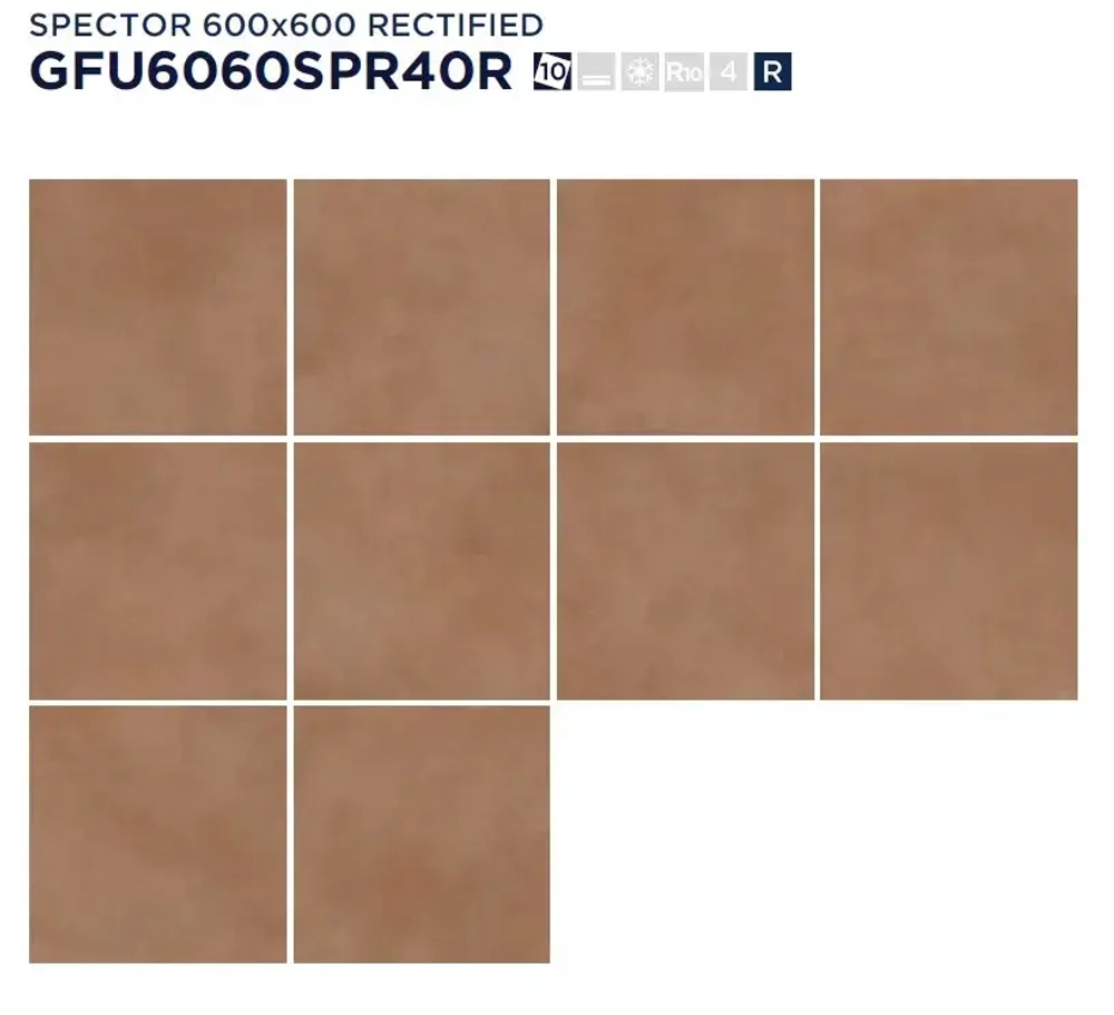 Керамогранит Alma Ceramica GFU6060SPR40R Spector 60x60 терракотовый матовый / противоскользящий под бетон
