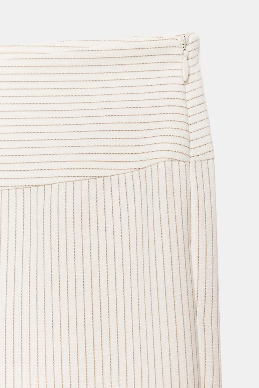 ZARA БРЮКИ КАПРИ В ПОЛОСКУ, ЭКРЮ/КОРИЧНЕВЫЙ
