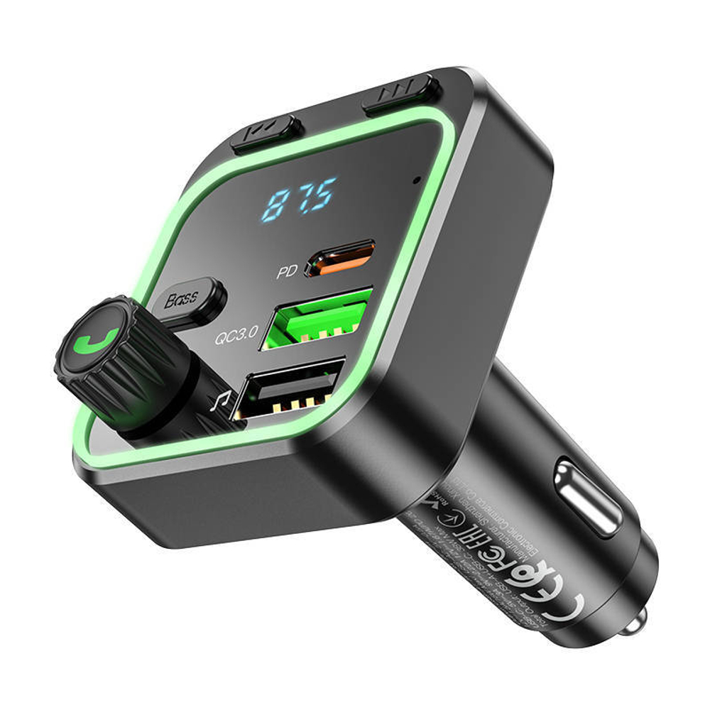 FM модулятор (трансмиттер) автомобильный BOROFONE BC53 PD20W+ QC3.0 BT/USB/SD/FM, черный