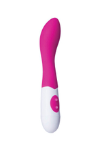 Вибратор с наклоненной головкой, стимулирующей точку G, KARI A-Toys, (10 режимов) (Цвет: розовый с белым)
