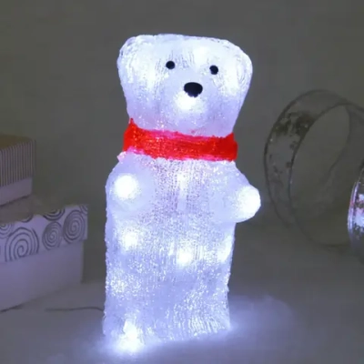 Фигура светодиодная «Мишка-малышка» 12*12*24 см, 20 ламп LED, авторежим, 220V, Белый
