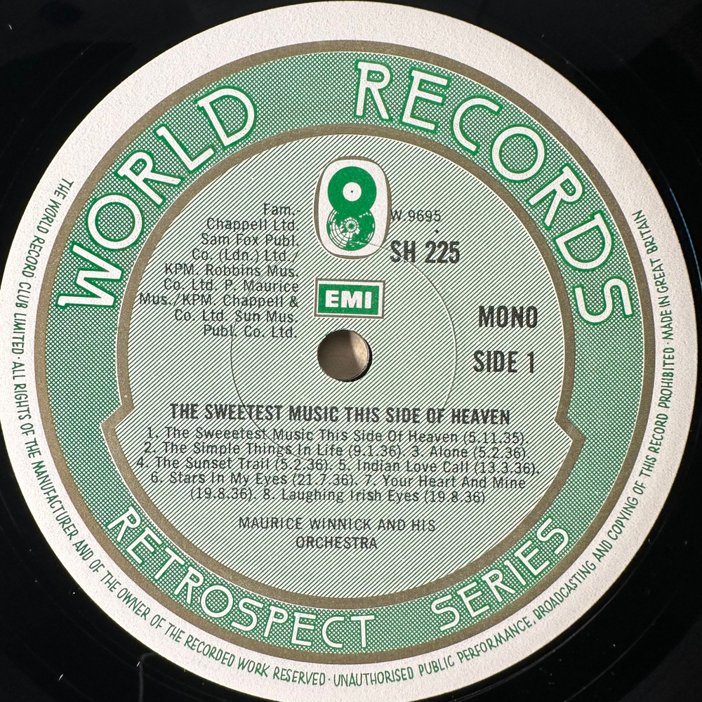 Maurice Winnick And His Orchestra ‎– The Sweetest Music This Side Of Heaven (Англия)