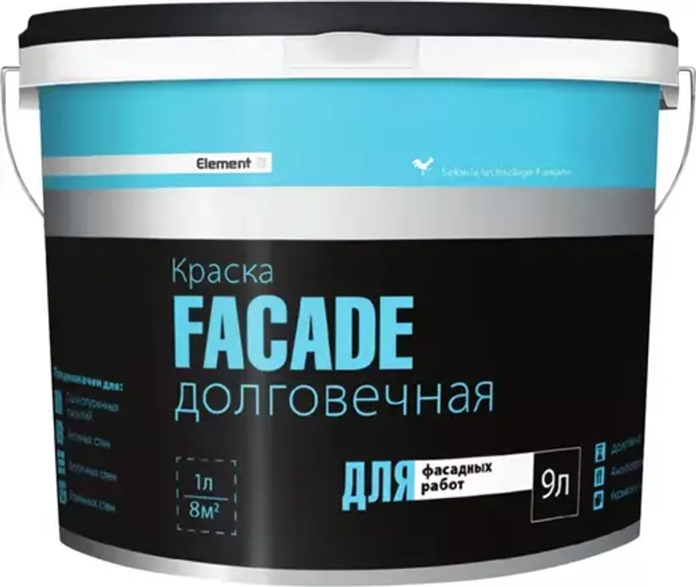 Краска Alpa Element SE Facade долговечная для фасадных работ белая 9л