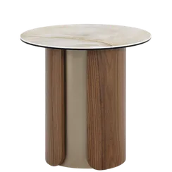 Журнальный столик Shelf, 50х50 см, глянцевая керамика Toscane, натуральный шпон ореха