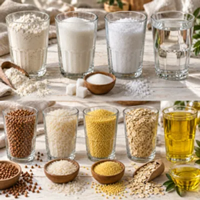 Сколько грамм в стакане — таблица продуктов (мука, сахар, соль, вода, крупы и масло)