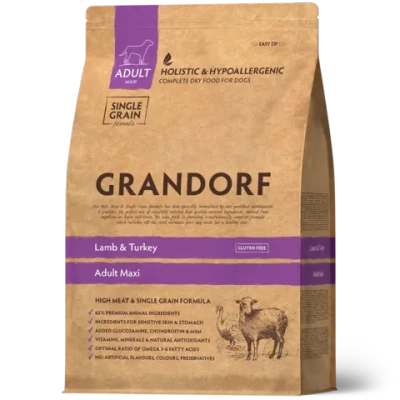 Grandorf Lamb & Turkey, Adult Maxi для крупных пород (Ягнёнок с индейкой)