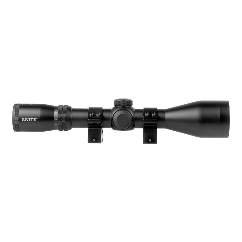 Прицел оптический BRITE WA4X 2.5-10X50 IR - вид сбоку с установленными кольцами крепления