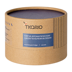 Свеча ароматическая Tkano Edge Green tea & Pear blossom синяя 30ч