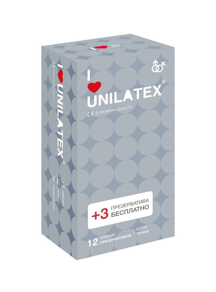 Презервативы Unilatex Dotted 12+3 шт в подарок 3020Un Презервативы Unilatex Dotted 12+3 шт в подарок 3020Un