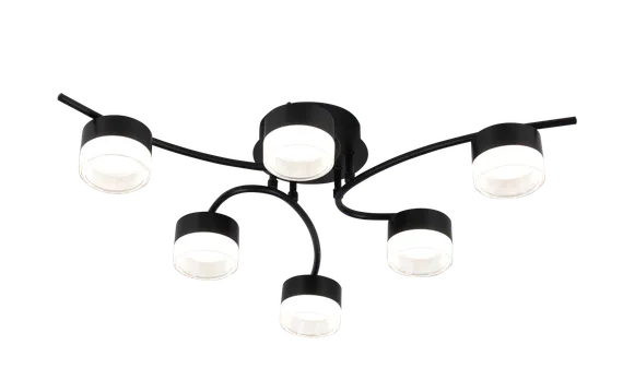 Люстра потолочная Rilon 9496/6 BLACK, 6×15 Вт, чёрная