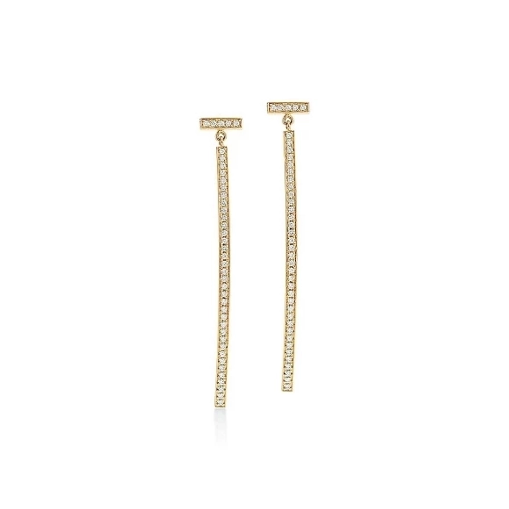 Серьги из жёлтого золота 18k с бриллиантами, Tiffany 💠 T collection - В наличии