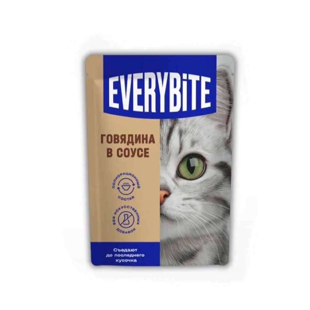 Корм для кошек влажный Everybite говядина в соусе 75г
