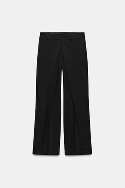 ZARA БРЮКИ С ПЕРЕДНИМИ ЗАЩИПАМИ — ZW COLLECTION, ЧЕРНЫЙ