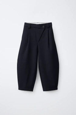 ZARA БРЮКИ SASTRE BARREL С ЗАПАХОМ, МОРСКОЙ СИНИЙ