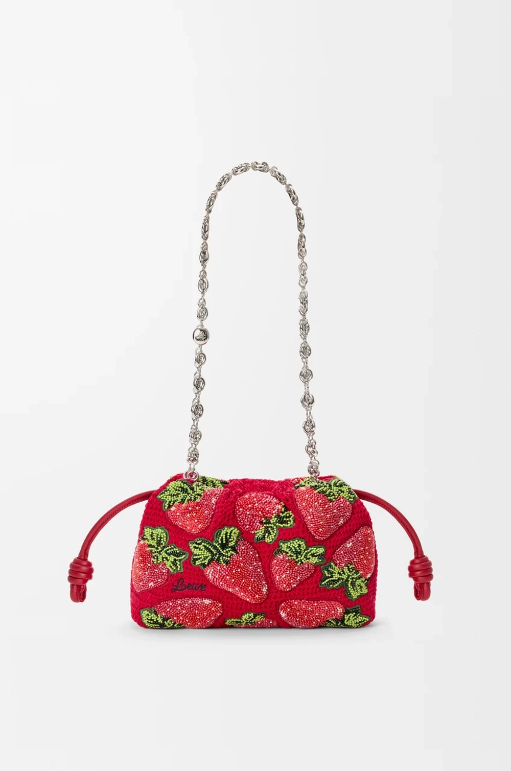 Loewe Мини-сумочка Flamenco с бисером, красный