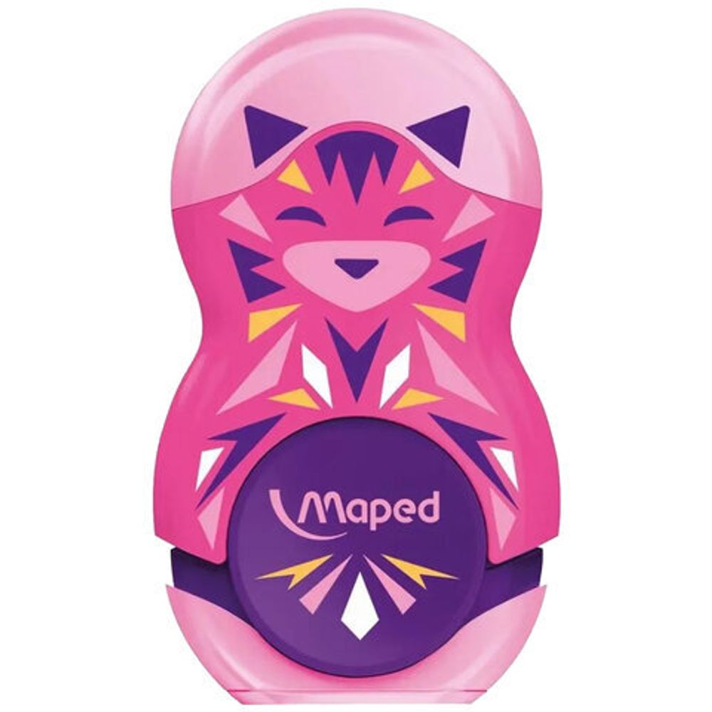 Точилка с ластиком MAPED "LOOPY Mini Cute", с контейнером, корпус ассорти, 049113