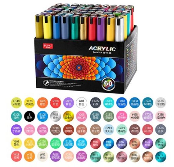 Marker \ Маркер Водостойкие акриловые маркеры, 60 шт./набор, Promarkers