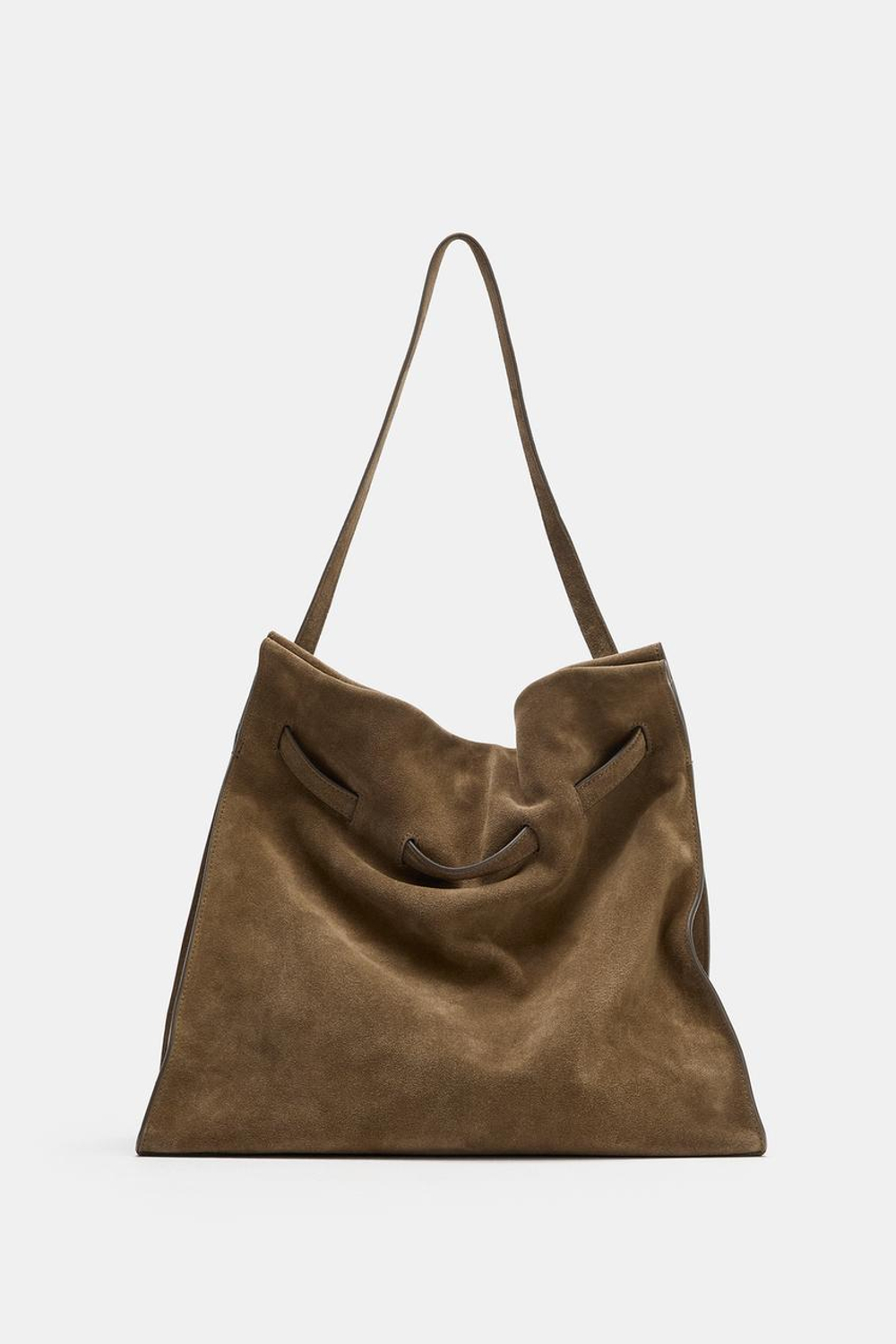 ZARA ЗАМШЕВАЯ СУМКА, ЗЕЛЕНЫЙ ХАКИ
