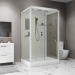Душевая кабина Niagara Standart ST120/90/15Q (120х90х215) прямоугольник,поддон 15см,распашная,проф.белый,3 места