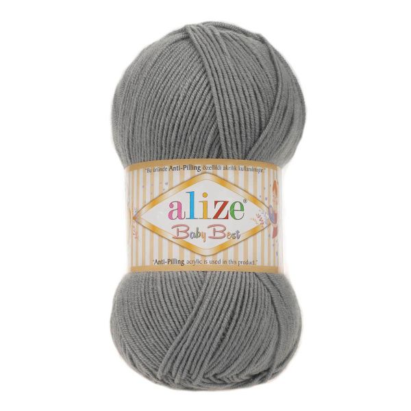 Пряжа Alize (Ализе) Baby Best / уп.5 мот. по 100 г, 240м, 344 серый A