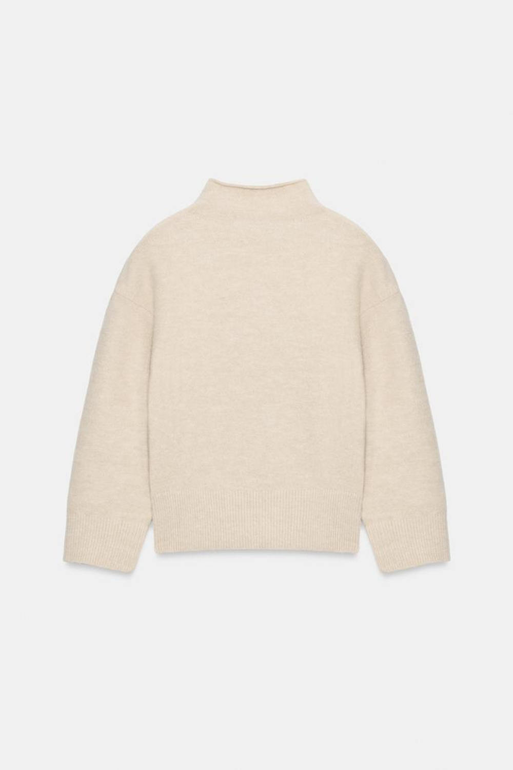 ZARA ТРИКОТАЖНЫЙ СВИТЕР С ВОРОТНИКОМ-СТОЙКОЙ, ЭКРЮ/БЕЖЕВЫЙ