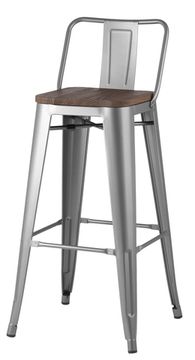 Стул барный TOLIX WOOD со спинкой серебристый матовый