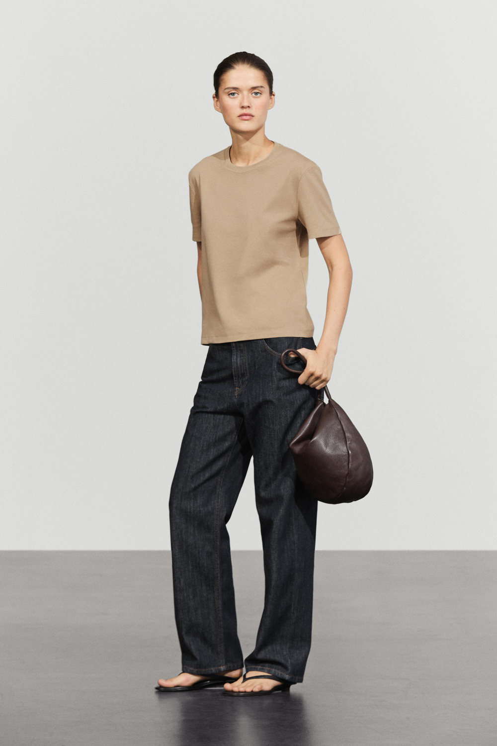 Massimo Dutti Футболка классического кроя с короткими рукавами, дымчатый