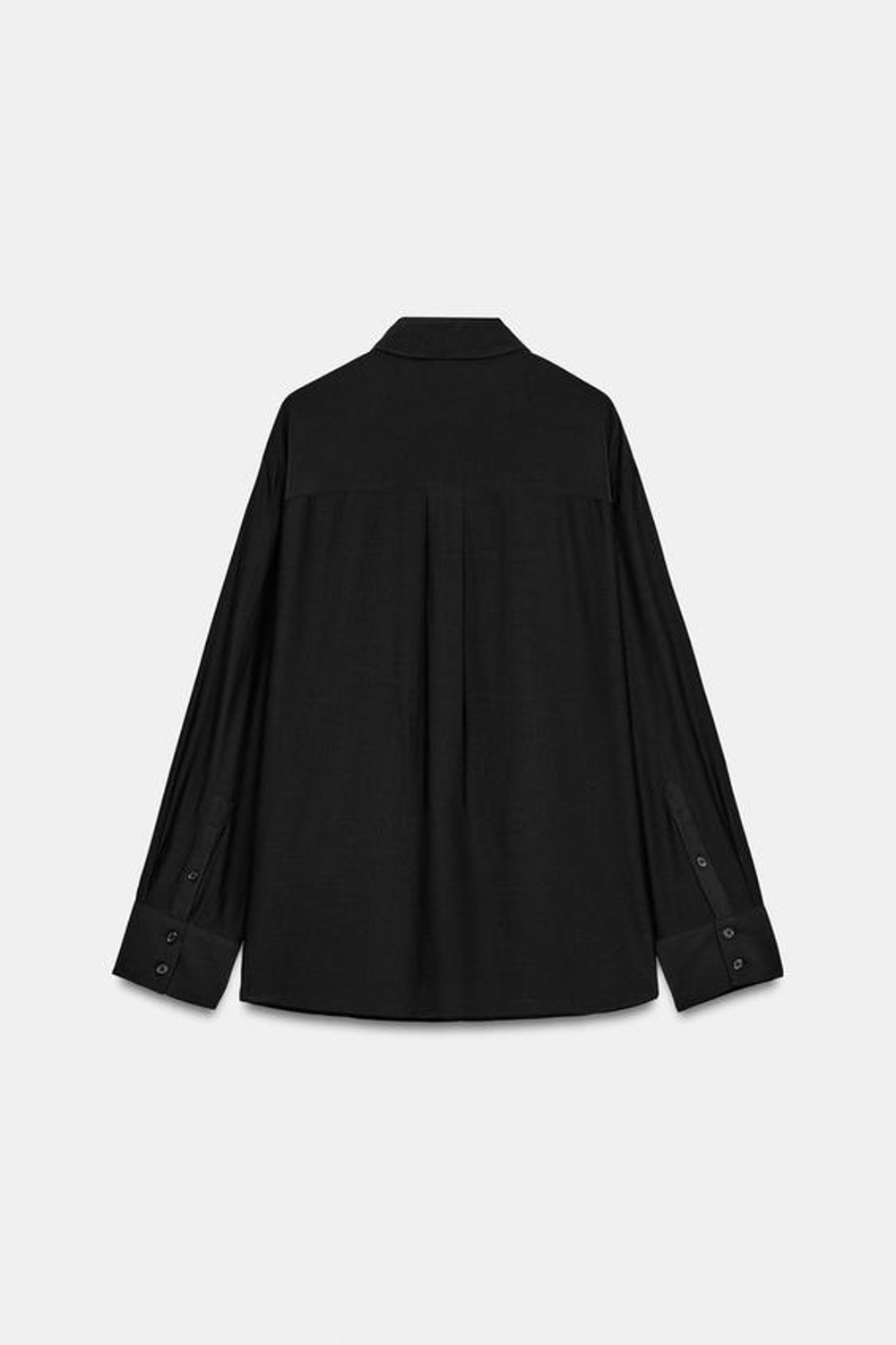 ZARA ОДНОТОННАЯ РУБАШКА С ПЛАНКОЙ — ZW COLLECTION, ЧЕРНЫЙ