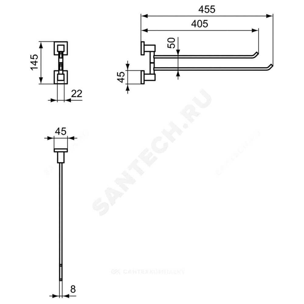 Полотенцедержатель двойной IOM Square хром Ideal Standard E2200AA