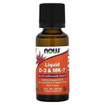 NOW Foods, жидкий витамин D3 и MK-7, мята, 30 мл (1 жидк. унция)