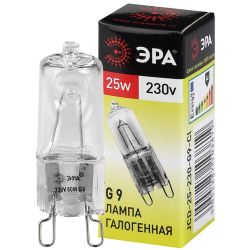 Лампа галогенная ЭРА JCD-25-230V-G9-CL 25Вт капсула теплый белый свет G9 | Лампы галогенные Капсульные (G4, G9)