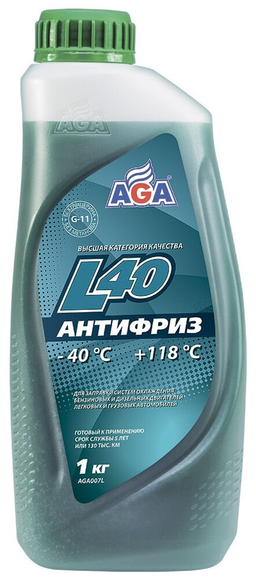 Антифриз AGA L40 G11 готовый сине-зеленый 1 л AGA007L