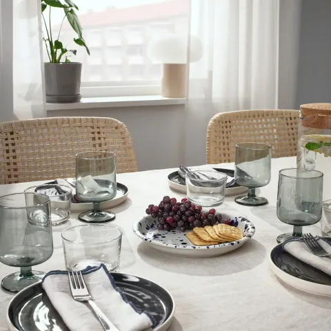 Набор тарелок IKEA SILVERSIDA (СИЛВЕРСИДА), Синий, Белый, 20 см, 2 шт
