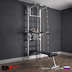 Шведская стенка Sv Sport (Турник стандарт/Брусья/Скамья/Канат/Кольца/Лестница)
