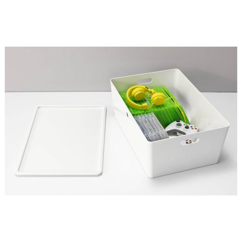 Коробка для хранения с крышкой IKEA KUGGIS (КУГГИС), Белый, 37x54x21 см