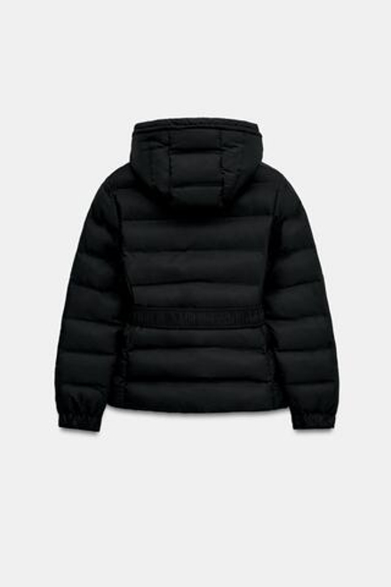 ZARA КОРОТКИЙ ВЕТРОЗАЩИТНЫЙ НЕПРОМОКАЕМЫЙ АНОРАК С КАПЮШОНОМ, ЧЕРНЫЙ