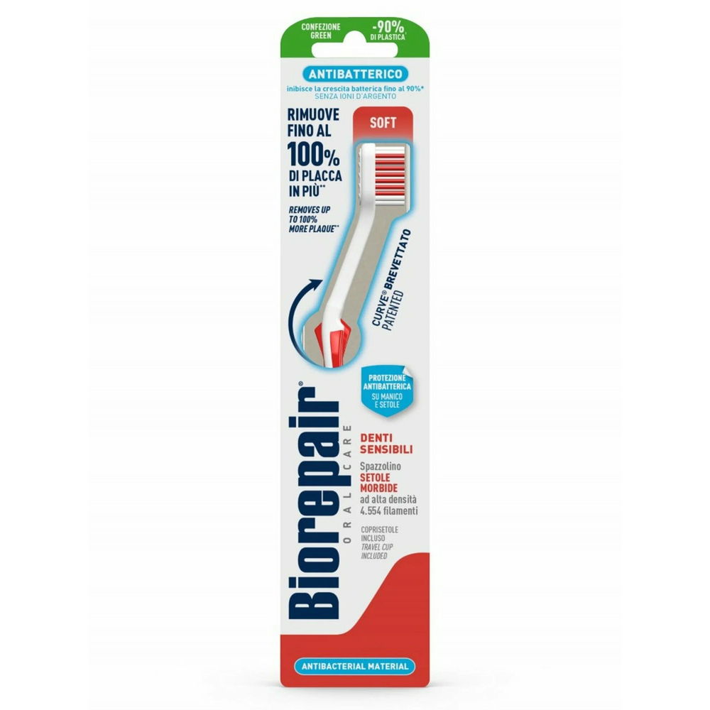 Biorepair CURVE Denti Sensibili / Зубная щетка изогнутая для чувствительных зубов