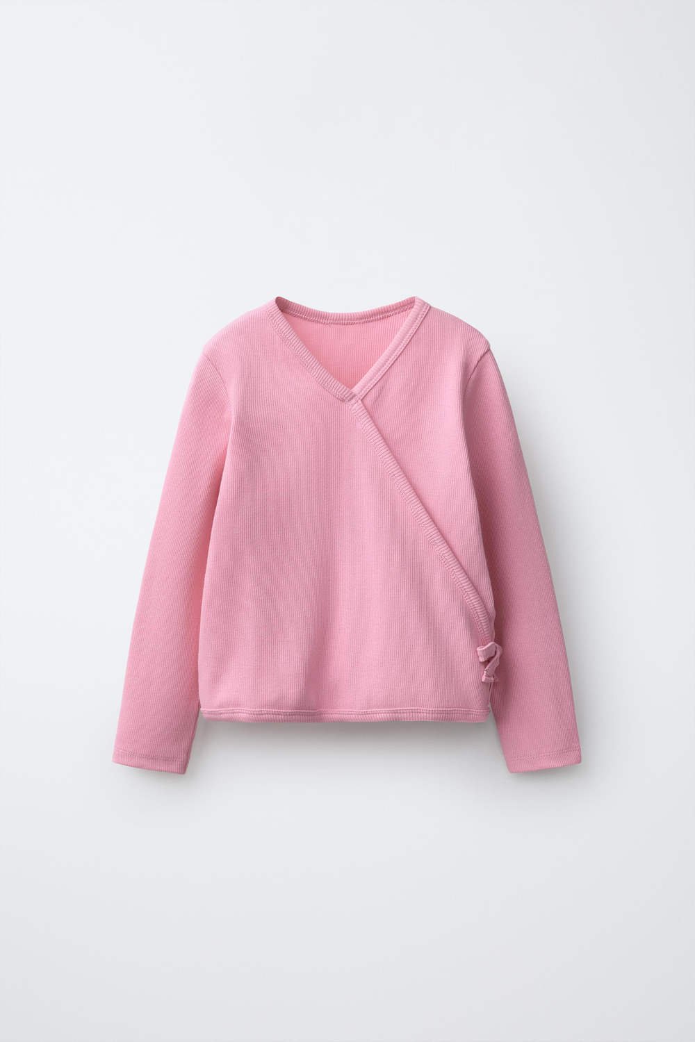 ZARA ЛОНГСЛИВ В РУБЧИК С ЗАПАХОМ И БАНТОМ, ЦВЕТ РОЗОВОГО ДЕРЕВА