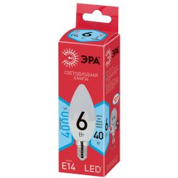 Лампа светодиодная ЭРА RED LINE ECO LED B35-6W-840-E14 6Вт свеча нейтральный белый свет Е14 | Лампы cветодиодные Свеча (B/C)