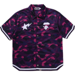 A Bathing Ape Bathing Ape Shirts Button Moderate Polyester Regular Straight Fit Summer 0zxsrm314321q фиолетовый