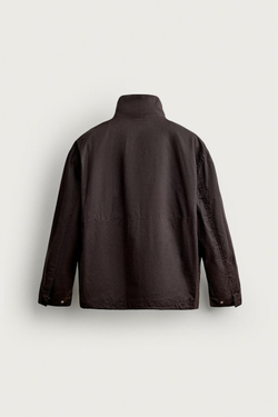 ZARA КУРТКА КЛАССИЧЕСКОГО КРОЯ С ВОЩЕНЫМ ЭФФЕКТОМ, ТЕМНО-КОРИЧНЕВЫЙ