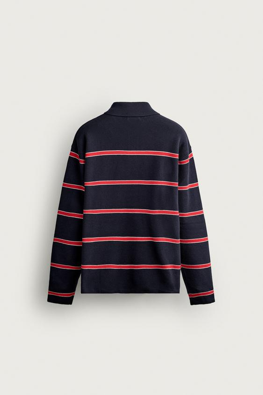 ZARA ТРИКОТАЖНОЕ ПОЛО В ПОЛОСКУ, КРАСНЫЙ/ТЕМНО-СИНИЙ